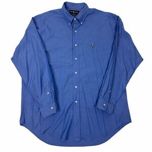 Ralph Lauren Yarmouth 100% Cotton Pinpoint Oxford Blue Button Shirt 17 - 35